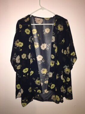 Women's Navy Kimono, 1x-2x